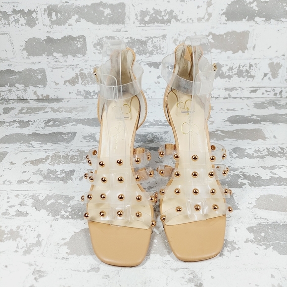New Jessica Simpson Oprina Gold Studded Caged High Heel Sandals X427 - Picture 3 of 13
